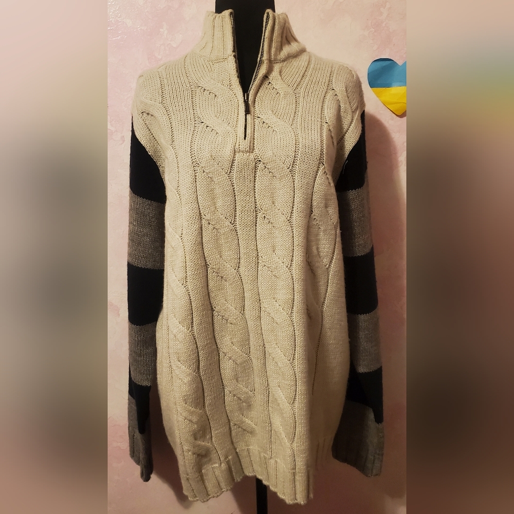 Retreat Cable Knit Cream and Black Sweater